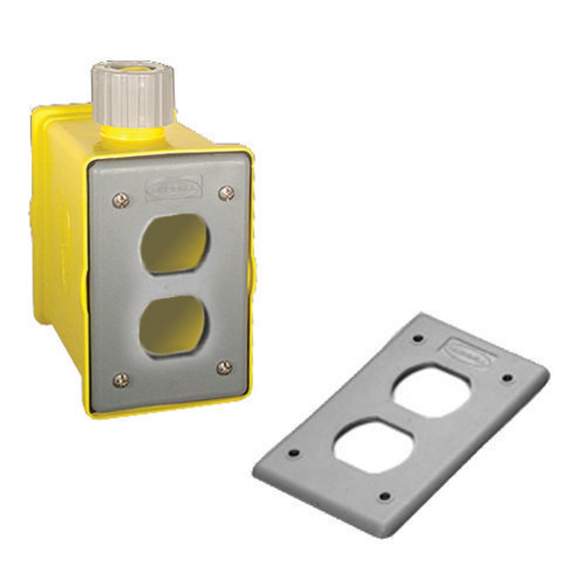 HBLPOB1D Standard Sized Weatherproof Fabricated Portable Outlet Box, Steel, 1 Gangs, (1) Knockouts, 5.38 in L x 4.2 in W x 3.18 in H