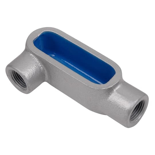 LR27SA-G Ocal-Blue Type LR Conduit Body With Cover, 3/4 in Hub, Form 7 Form, 6.6 cu-in Capacity, Aluminum, PVC Coated