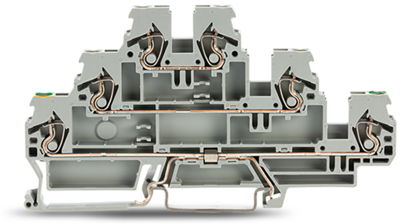 870-577 Operating Tool Through Terminal Block, 500 V, 24 A, 28 to 12 AWG Wire, 3 Poles, DIN Rail Mount