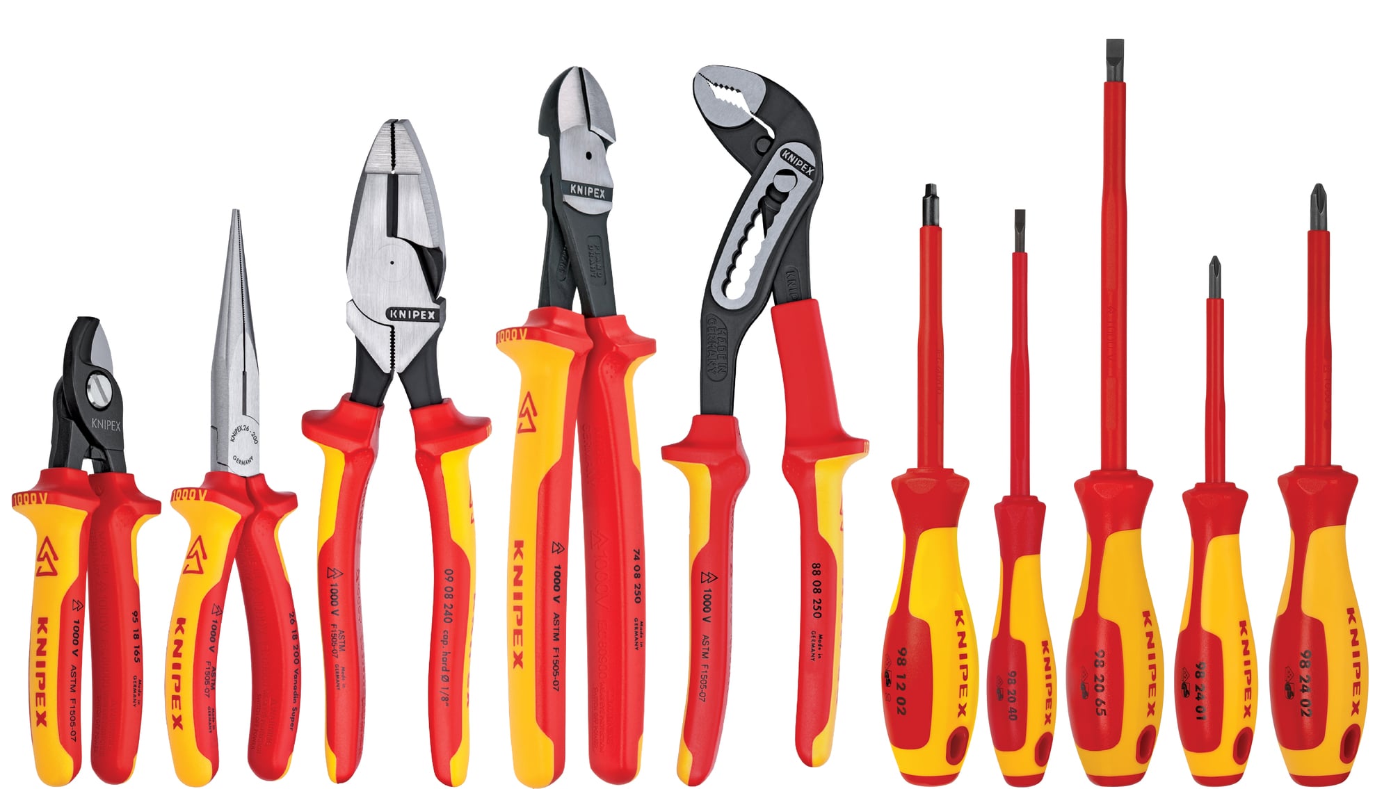 9K 98 98 31 US Plier/Screwdriver Tool Set, Hard Case Tool Storage, 1000 V AC, 10 Pieces, ASTM F 1505