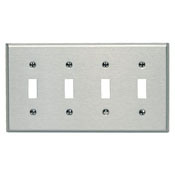 84112-40 Oversized Traditional Wall Plate, 4 Gangs, 8.93 in W x 5.25 in H, 302 Stainless Steel