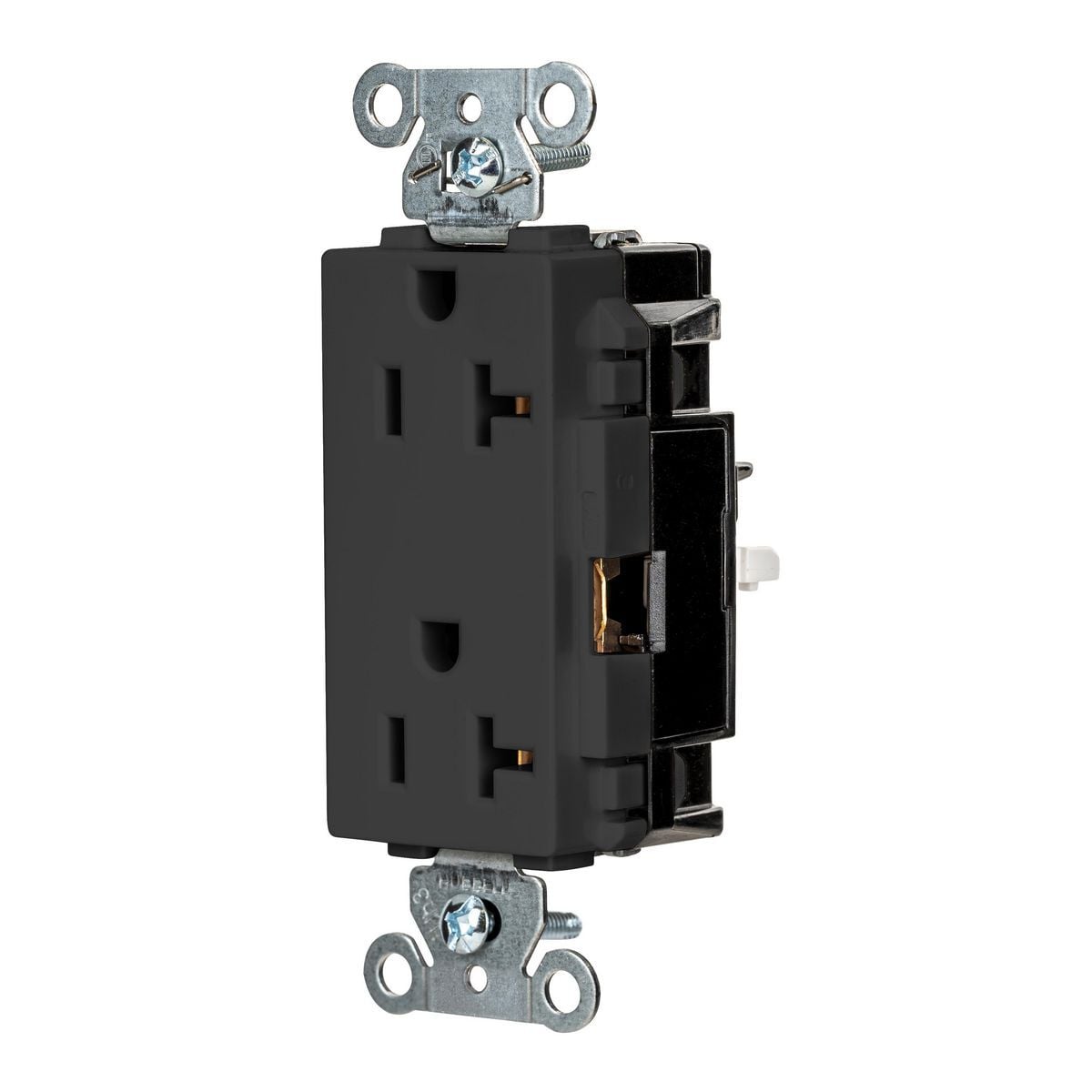 DR20STBK EdgeConnect Straight Blade Receptacle, 125 V, 20 A, 2 Poles, 3 Wires, Black