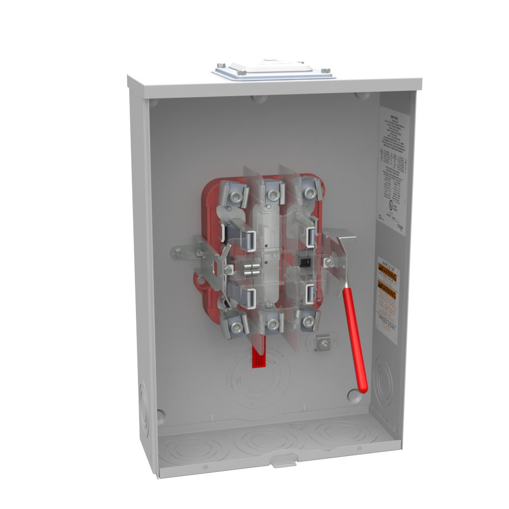 U9551-RXL-5T9-IL Single Position Meter Socket, 200 Amp, 1 Phase, Ringless, Lever, 5 Term, OH, UG, 600V, Knockout Lock Provision