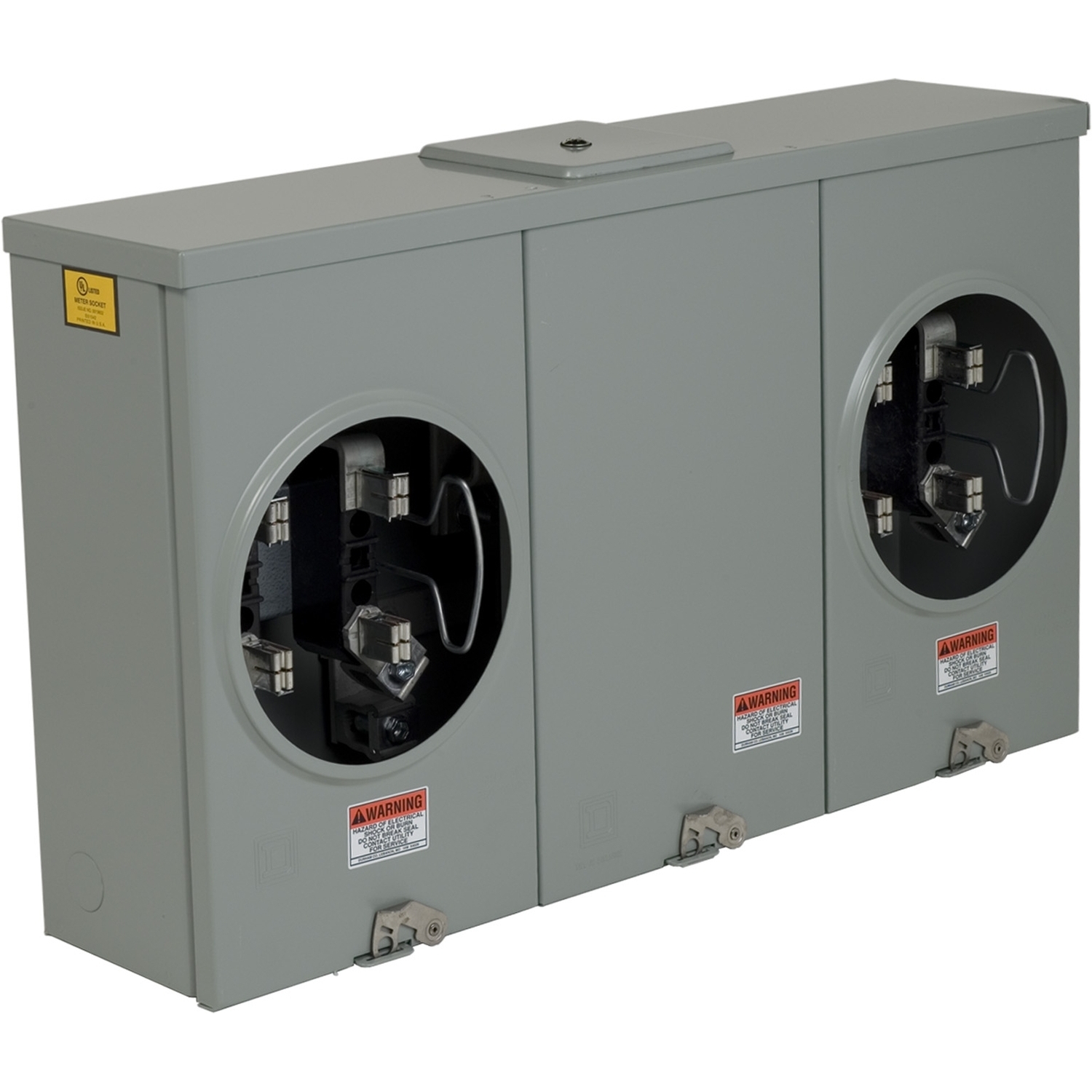 1006737B 2-Gang 3-Wire Horizontal Meter Socket, 600 V AC, 200 A, 1 Phase, NEMA 3R Enclosure