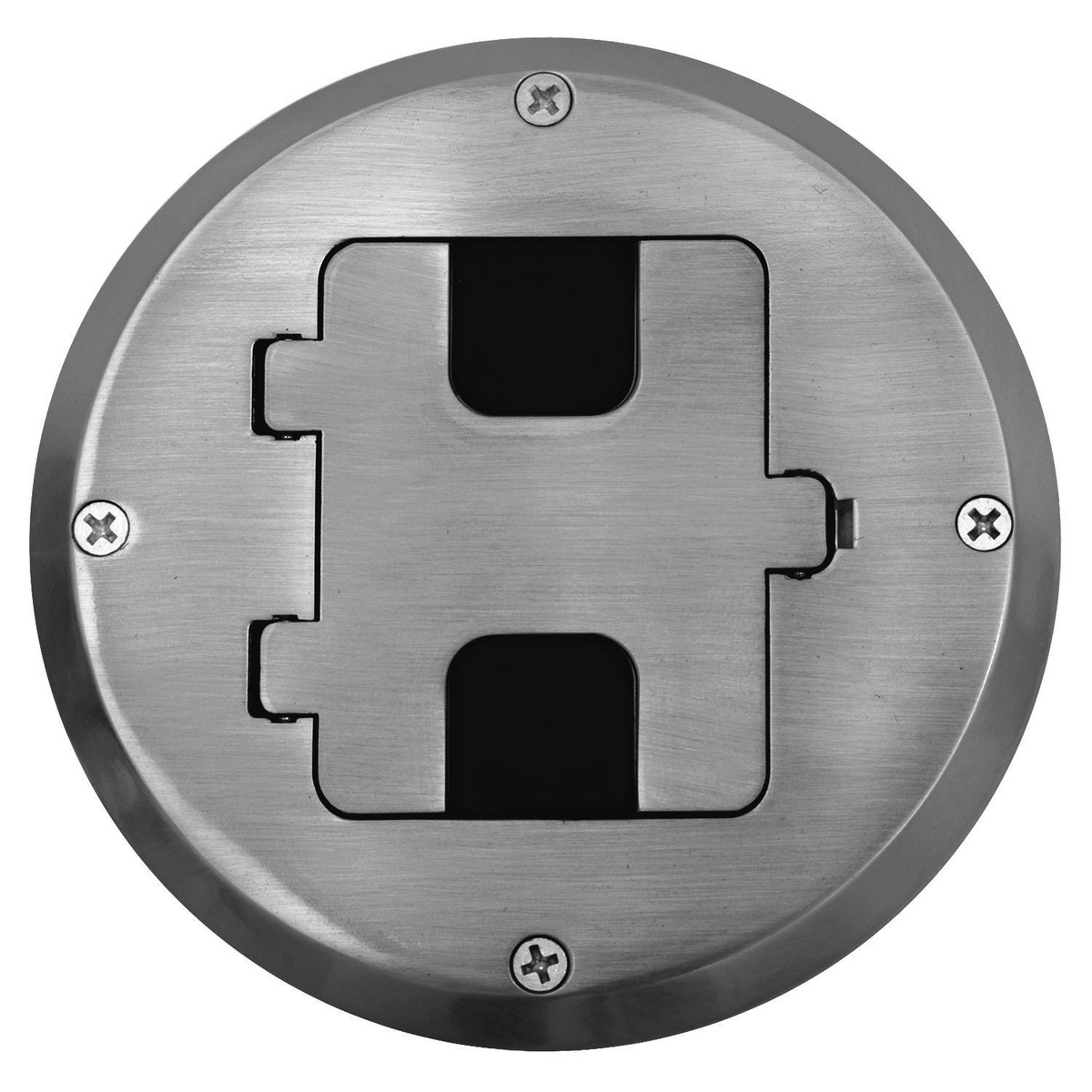 RF515SS Decorator Duplex Semi-Adjustable Standard Wood Floor Box Kit, Stamped Steel, 28 cu-in Capacity, 1 Gangs, 6 Knockouts
