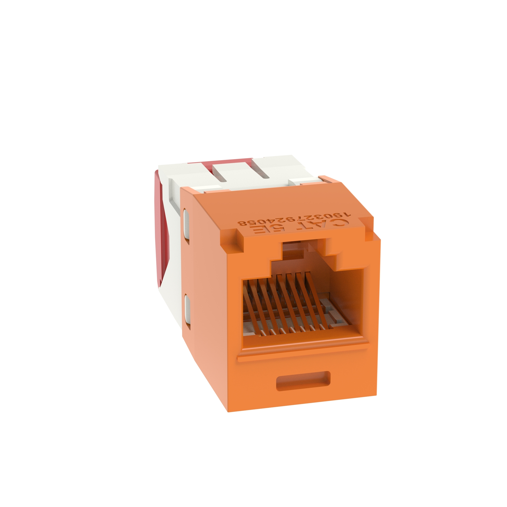 CJ5E88TGOR-24 PanNet Mini-Jack TX5e 1-Slot 8-Position 8-Wire Universal TG Style Unshielded Jack Module, Cat 5e RJ45/Mini-Com Module, Surface Mount, 1 Port, ABS/Plastic, Orange