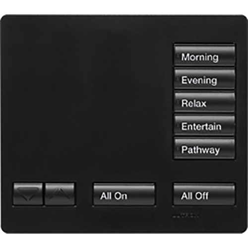 RR-T5RL-MN RadioRA 2 Tabletop Designer Keypad for RA3 Systems, 5-Button with Raise/Lower, All On and All Off, Midnight