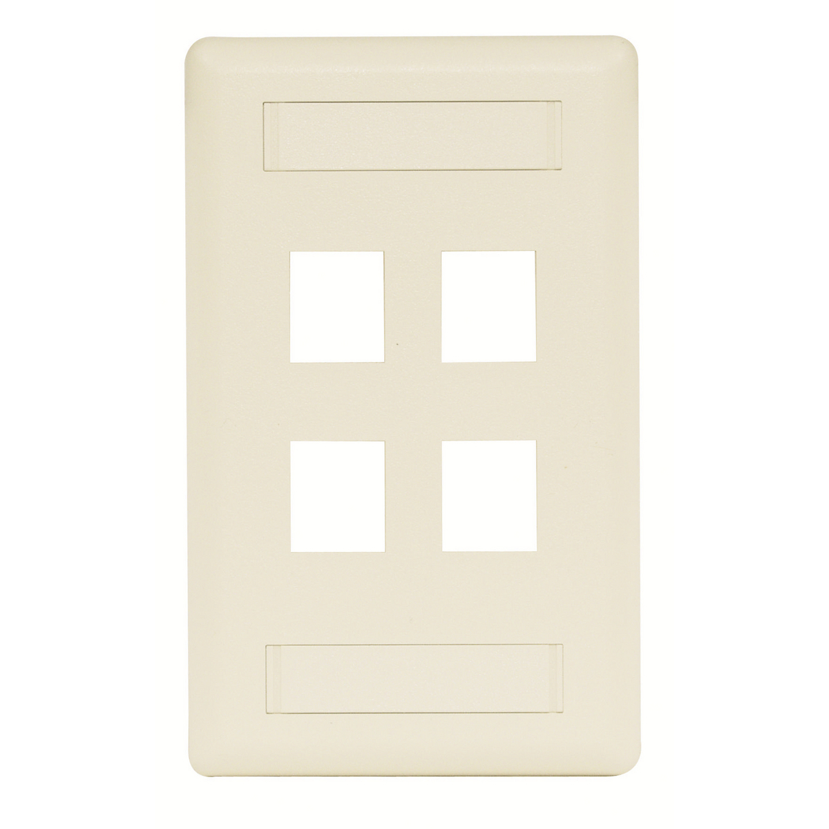 IFP14LA Molded Rear Load Standard Keystone Faceplate With Label Field, 1 Gang, 4 Ports, Data/Video/Voice Module, Fastened Mount, ABS