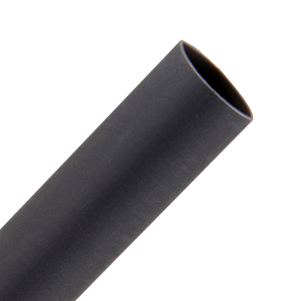7100020270 Thin Wall Heat Shrink Tube, 3 in ID Expanded, 3 in ID Recovered, 0.025 in THK Wall Recovered, 200 ft L, Flexible Polyolefin, Black