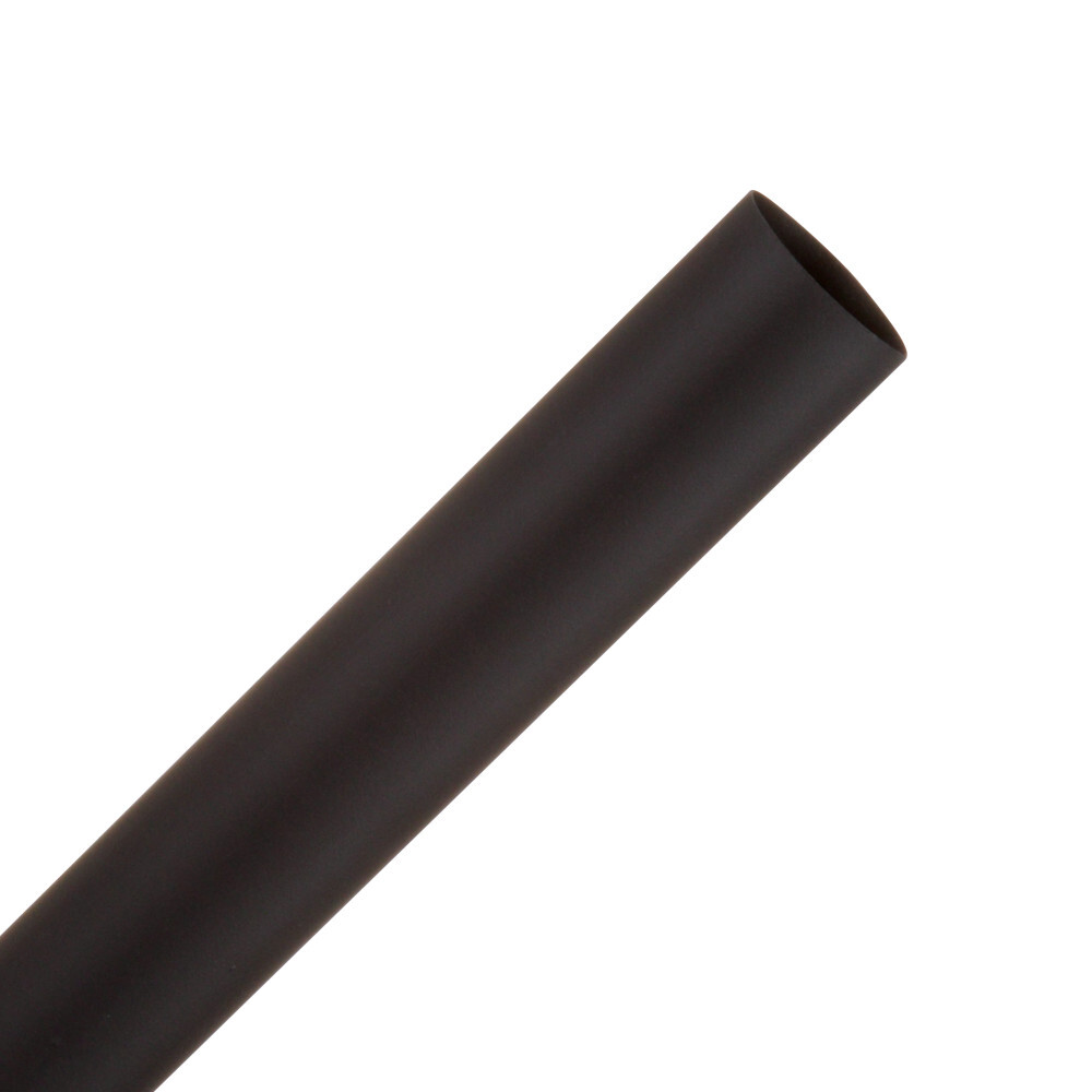 7100024898 Thin Wall Heat Shrink Tube, 1 in ID Expanded, 1 in ID Recovered, 0.025 in THK Wall Recovered, 200 ft L, Flexible Polyolefin, Black