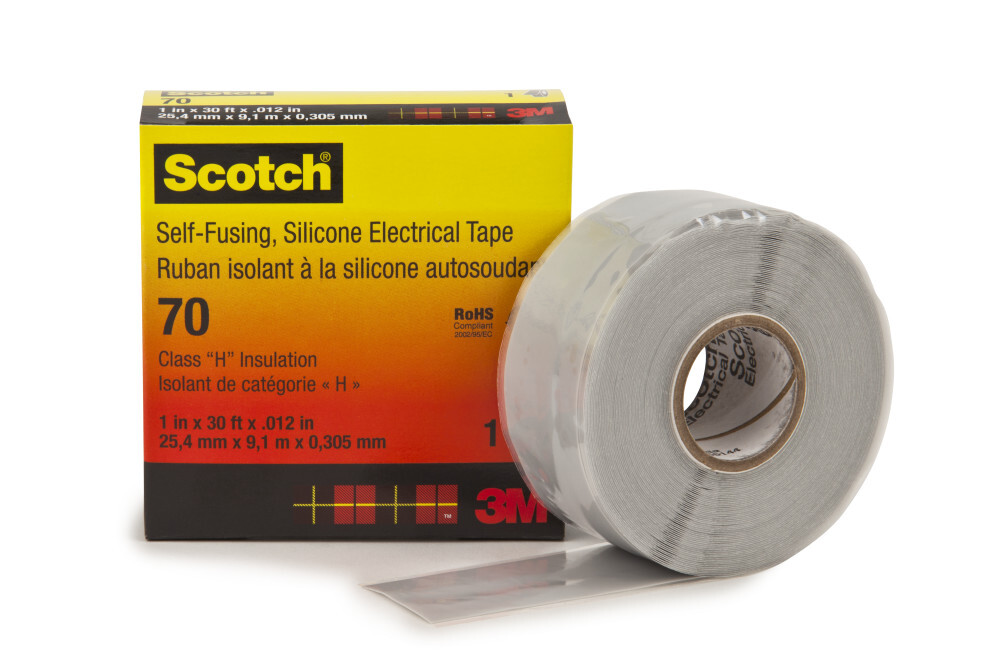 7000006225 Scotch Self-Fusing Tape, 10 yd L 1 in W, 12 mil THK, Silicone, Sky Blue/Gray