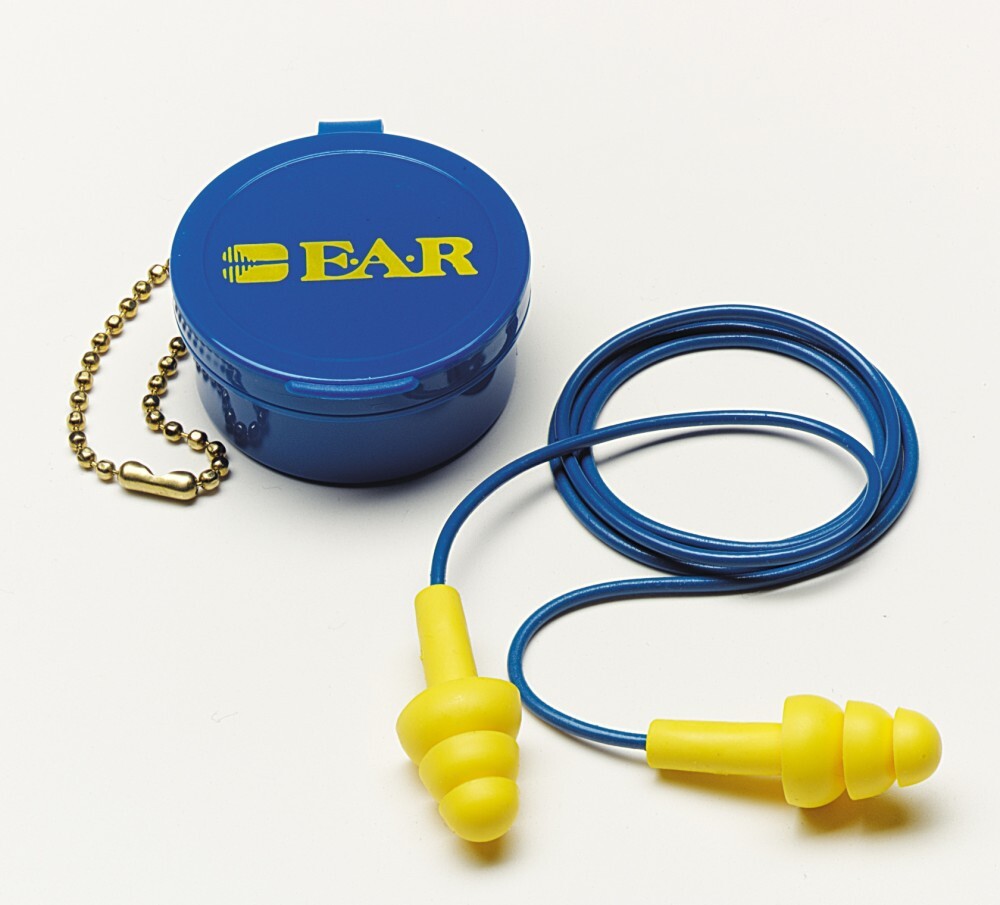 7000002322 E-A-R Corded Earplugs, 25 dB Noise Reduction, Flanged Shape, ANSI S3.19-1974, Reusable, Corded Design