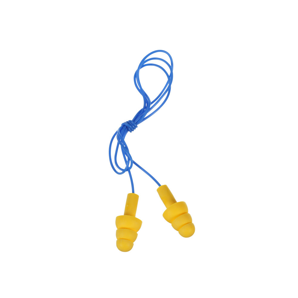7000002320 E-A-R Corded Earplugs, 25 dB Noise Reduction, Flanged Shape, ANSI S3.19-1974, Reusable, Corded Design