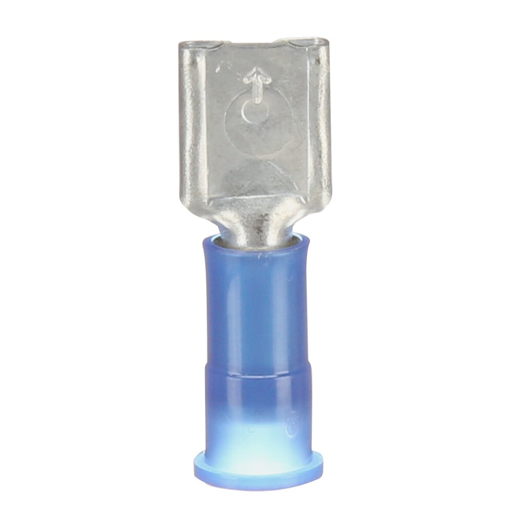 7000133286 Insulated Disconnect Terminal, 16 to 14 AWG Conductor, 1/4 in Tab, 0.08 in ID Butted Barrel, ETP Copper, Blue, Insulated