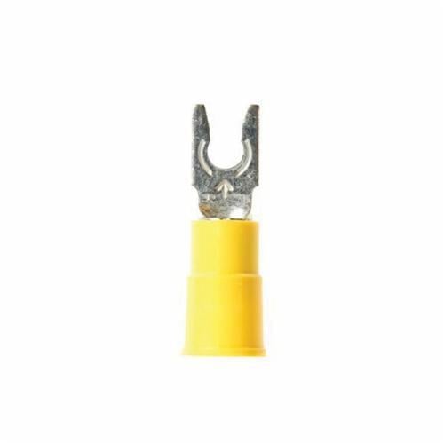 7000133298 Insulated Fork Terminal, 12 to 10 AWG Conductor, 1.03 in L, Butted Seam Barrel, ETP/Electrolytic Copper/Nylon, Yellow