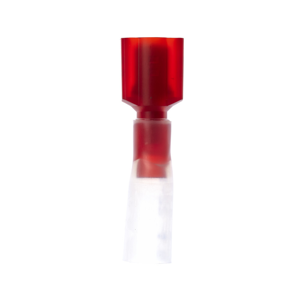 7000058836 Male Disconnect, 22 to 18 AWG Conductor, 1/4 in Tab, 0.065 in ID Butted Barrel, ETP Copper/Nylon, Red