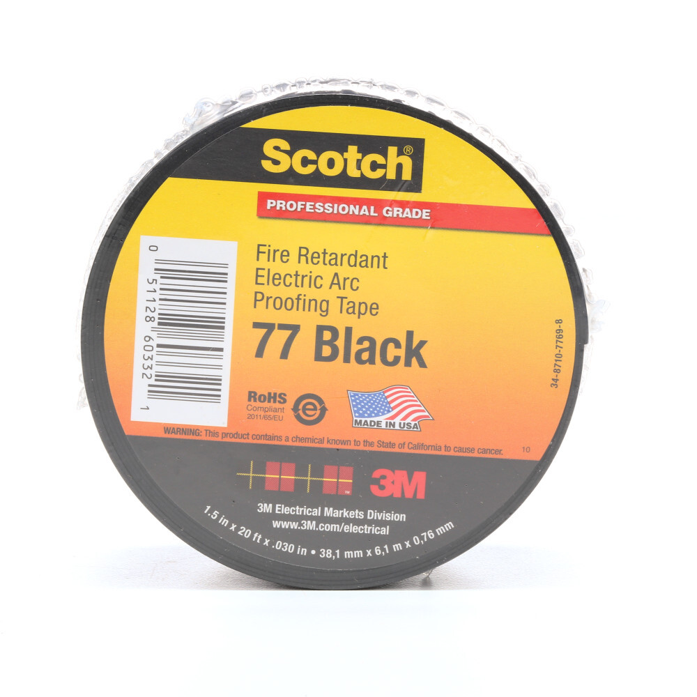Scotch Fire-Retardant Electric Arc Proofing Tape 1-1/2" x 20 ft Black