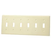 80736-W Standard Size Traditional Wall Plate, 6 Gangs, 11.8 in W x 4.5 in H, Thermoplastic, White