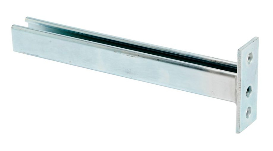 B409-9ZN Single Channel Bracket, 2 Holes, 9 in L x 2 in W x 7/32 in THK, Steel