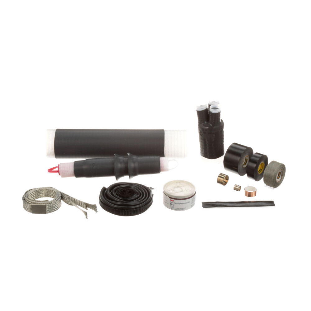 7000132897 QT-III 7600-S-3G Cold Shrink Termination Kit, 3 Pieces, For Use With Three Core Tape Shield, UniShield and Wire Shield Power Cable, Silicone Rubber, Black