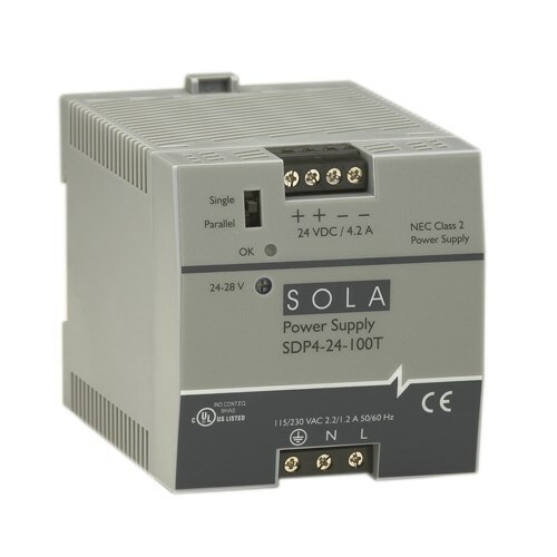 SDP4-24-100RT Low Power DC Power Supply, 120 V AC Input, 24 to 28 VDC Output, 100 W Power Rating, 30 A, DIN Rail Mount