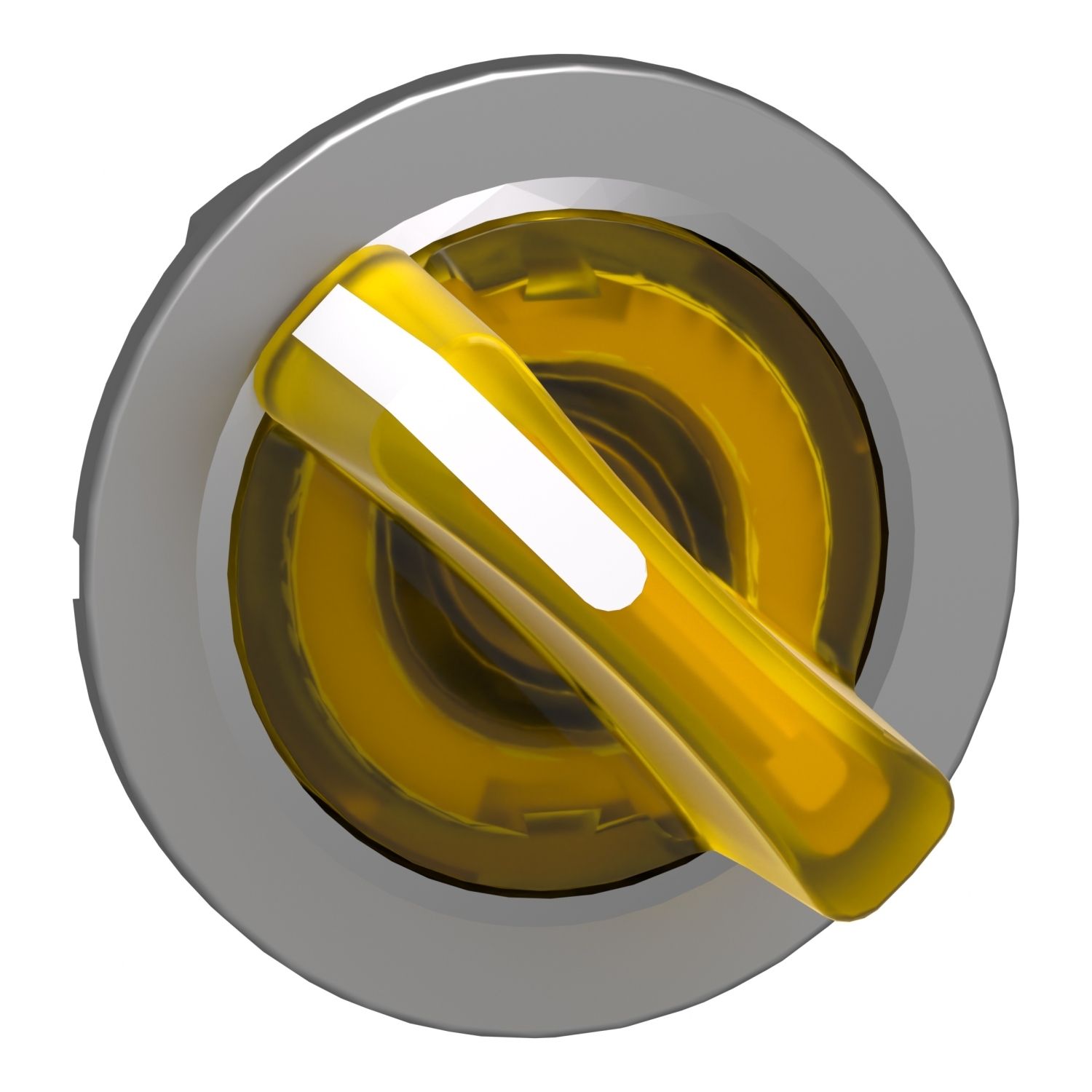 ZB4FK1283 Harmony 2-Position 90 deg Flush Mount Illuminated Selector Switch Head, 1.2 in, Round Shape, Chromium Plated Metal, Yellow