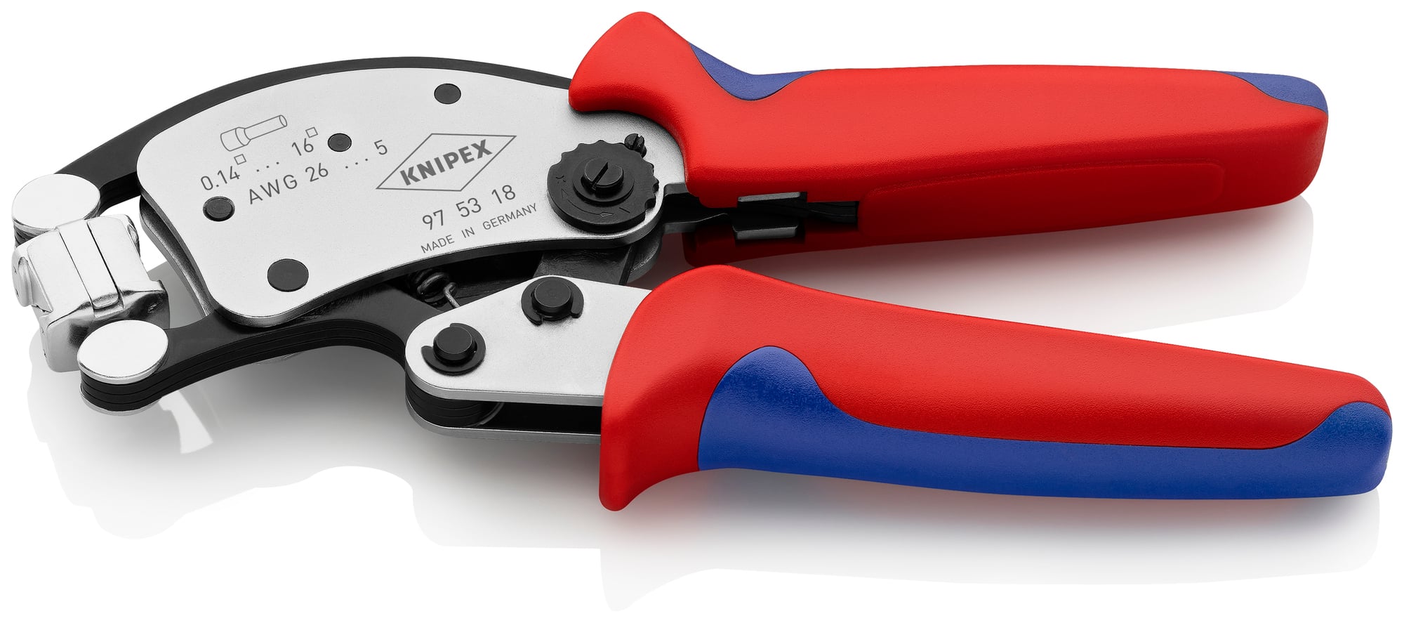 Twistor16 Self-Adjusting Crimping Pliers For Wire Ferrules, 9 1/2 in., Multi-Component, Square Crimp, 1 Crimp Position