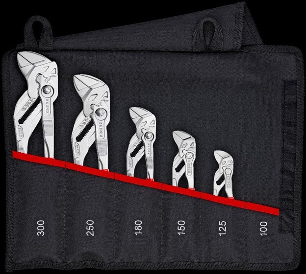 5 Pc Pliers Wrench Set in Tool Roll, Plastic Coating
