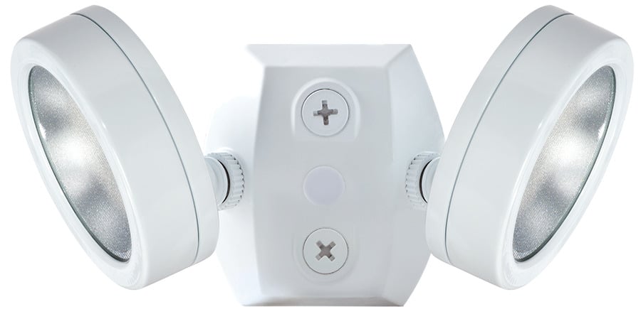 LES2X13NW 2-Head Floodlight, (2) LED Lamp, 26 W Fixture, 120 V AC, White Housing