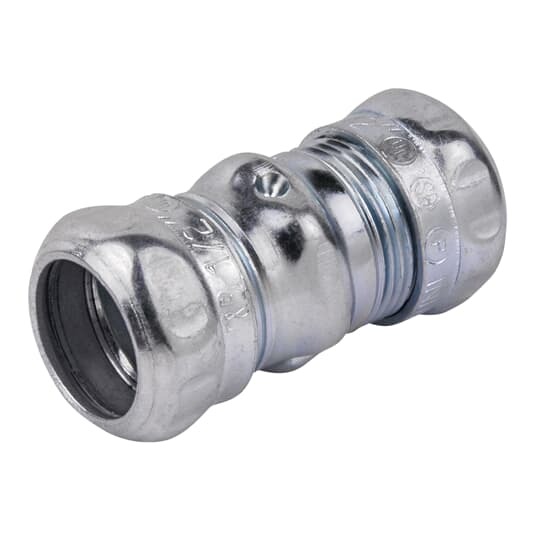 TK111A Steel City Compression Coupling, 1/2 in, For Use With EMT Conduit, Steel, Zinc Plated