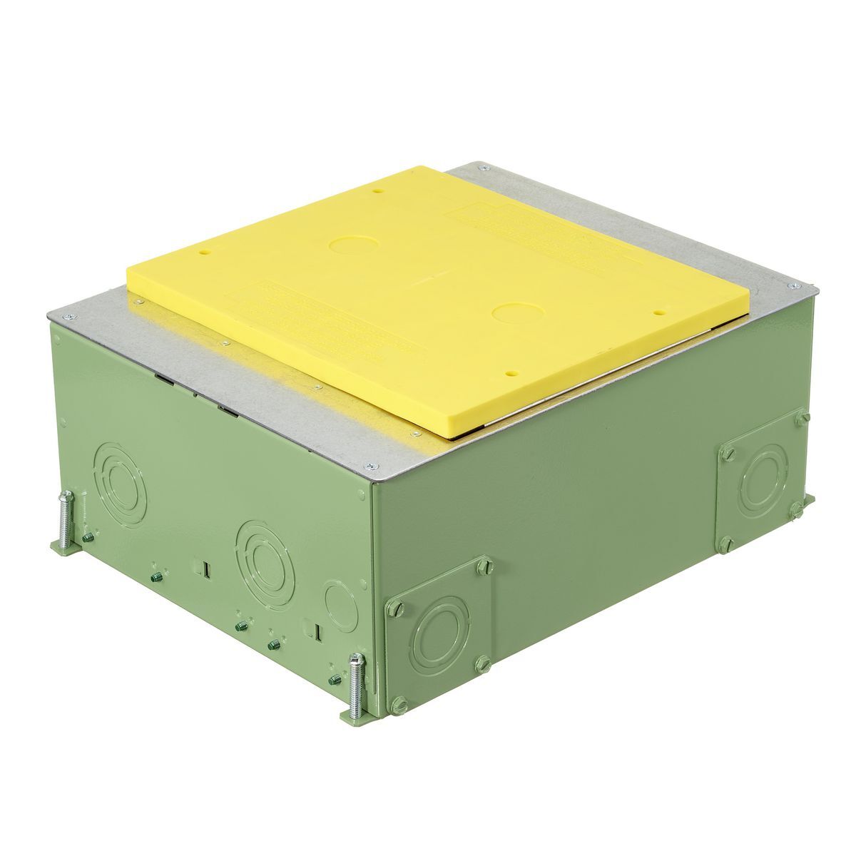 CFB10G55CRE SystemOne ETERNAL Recessed Floor Box, Stamped Steel, 35, 69.5, 99 cu-in Capacity, 8/10 Gangs, (14) Knockouts, 5.59 in H x 11.09 in W x 14.14 in L