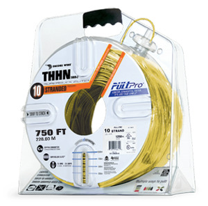 106100906445 PullPro Copper THHN Wire, 10 AWG, Stranded, Yellow, 750 ft