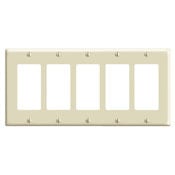 80423-I Decora Standard Size Wall Plate, 5 Gangs, 9.99 in W x 4.5 in H, Thermoset, Ivory
