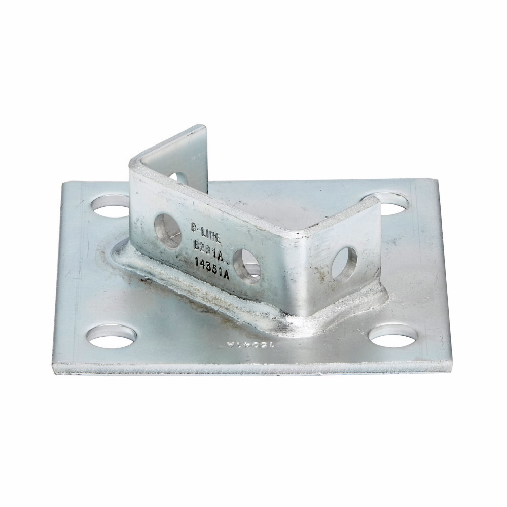 B281AZN Centered Offset Square Post Base, Centered/Offset Channel Position, 1-5/8 in H Base, For Use With 1-5/8 x 1-5/8 in Side by Side Channel and Strut Fittings, Steel