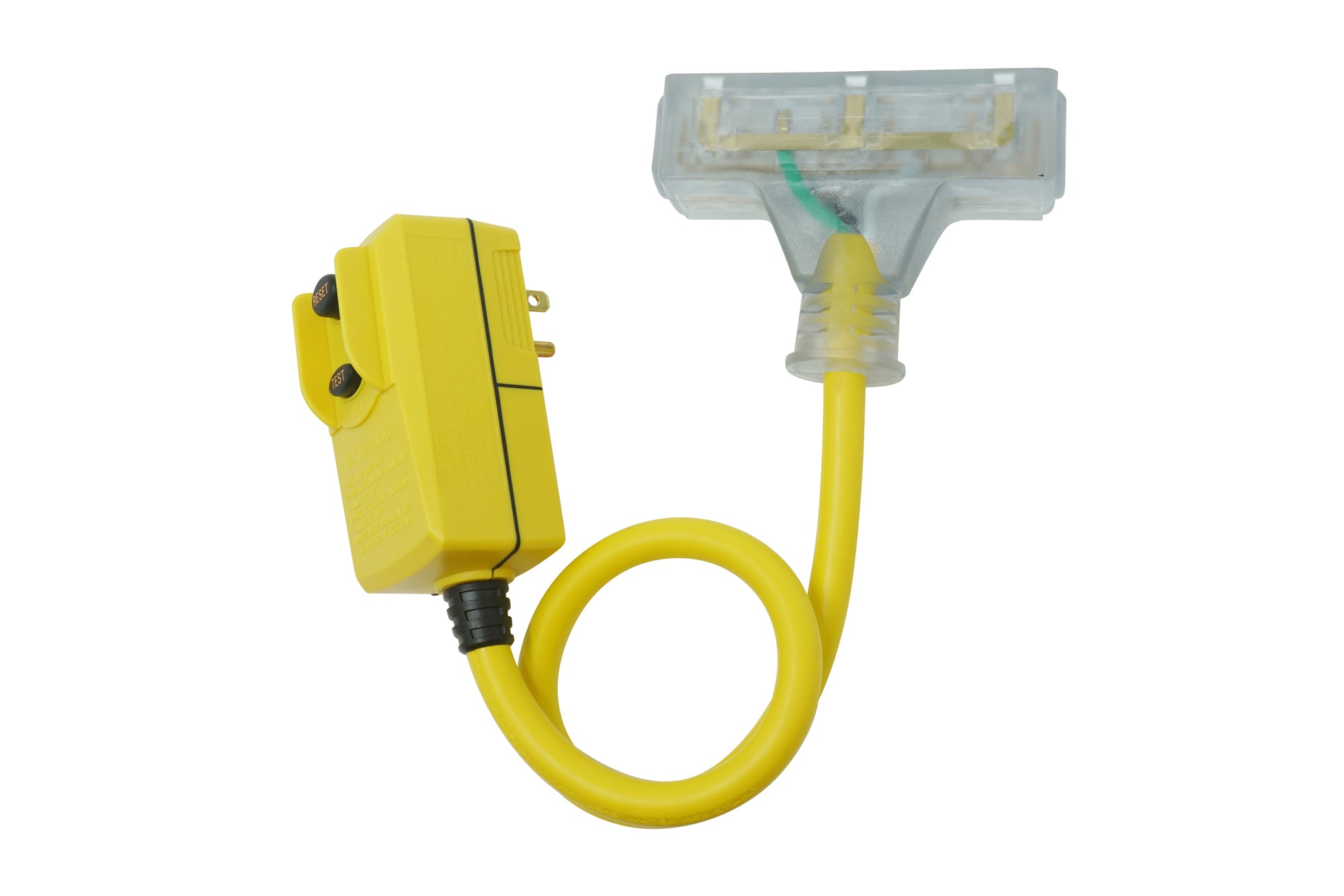 14880023-6 Surge Guard 1-ph Type SJTW-A Heavy Duty Right Angle GFCI Plug Tri-Cord, 120 V AC, 15 A, 12 AWG Conductor, 3 Outlets