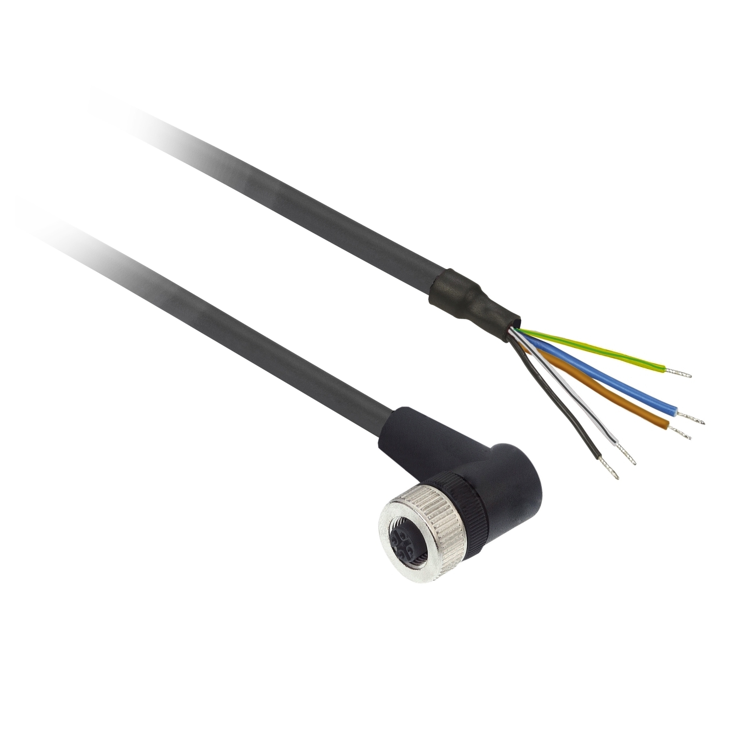 XZCP1264L5 OsiSense XZ High Performance Screw-On Pre-Wired Connector, 60 V AC/75 V DC, 5-Pin M12 Jack End Connection, 5 m L, 0.34 sq-mm Conductor, PUR