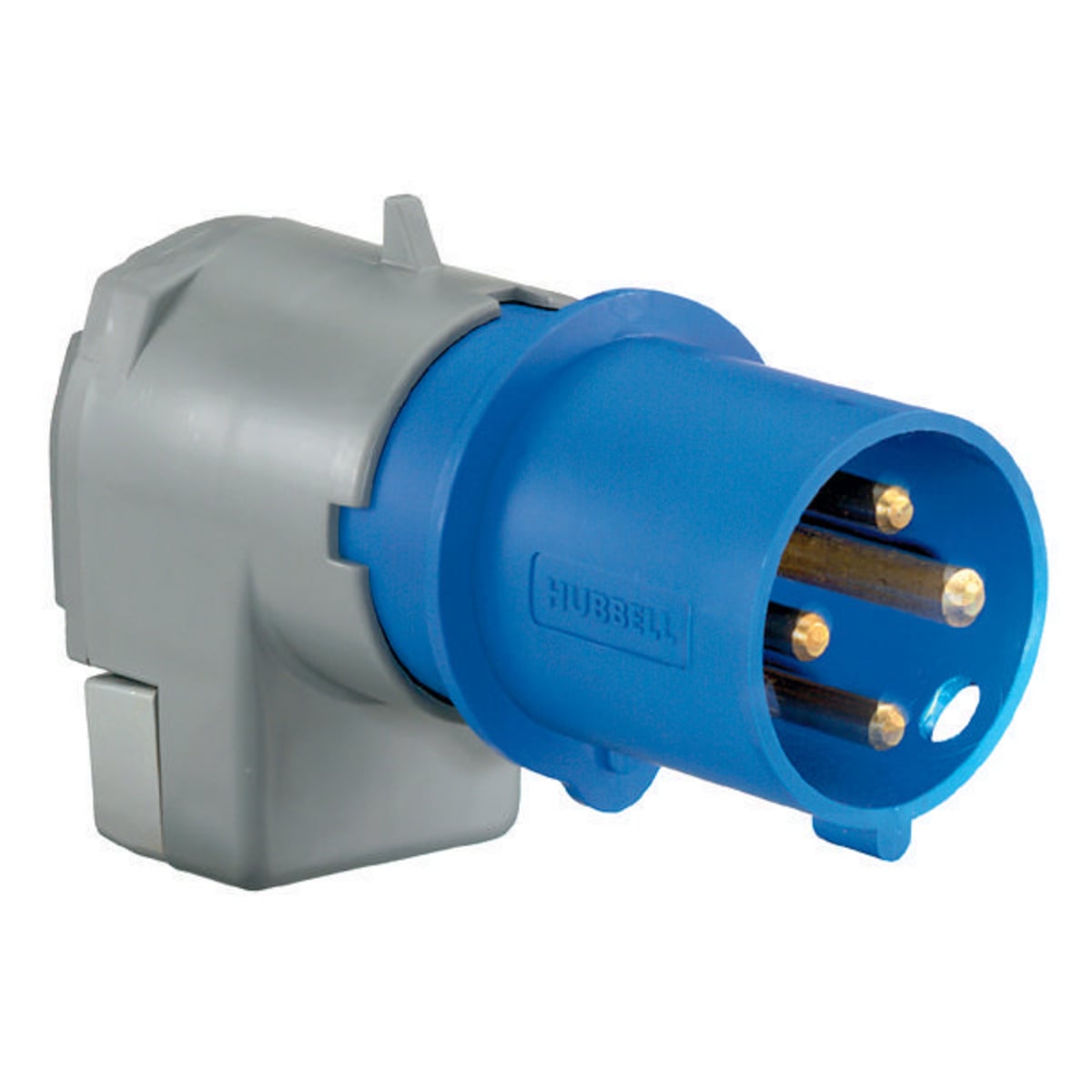 A5100P9 3-Phase Heavy Duty Low Profile Male Standard Watertight Cord Mount Pin and Sleeve Plug, 120 to 208Y V AC, 100 A, 4 Poles, 5 Wires, Blue