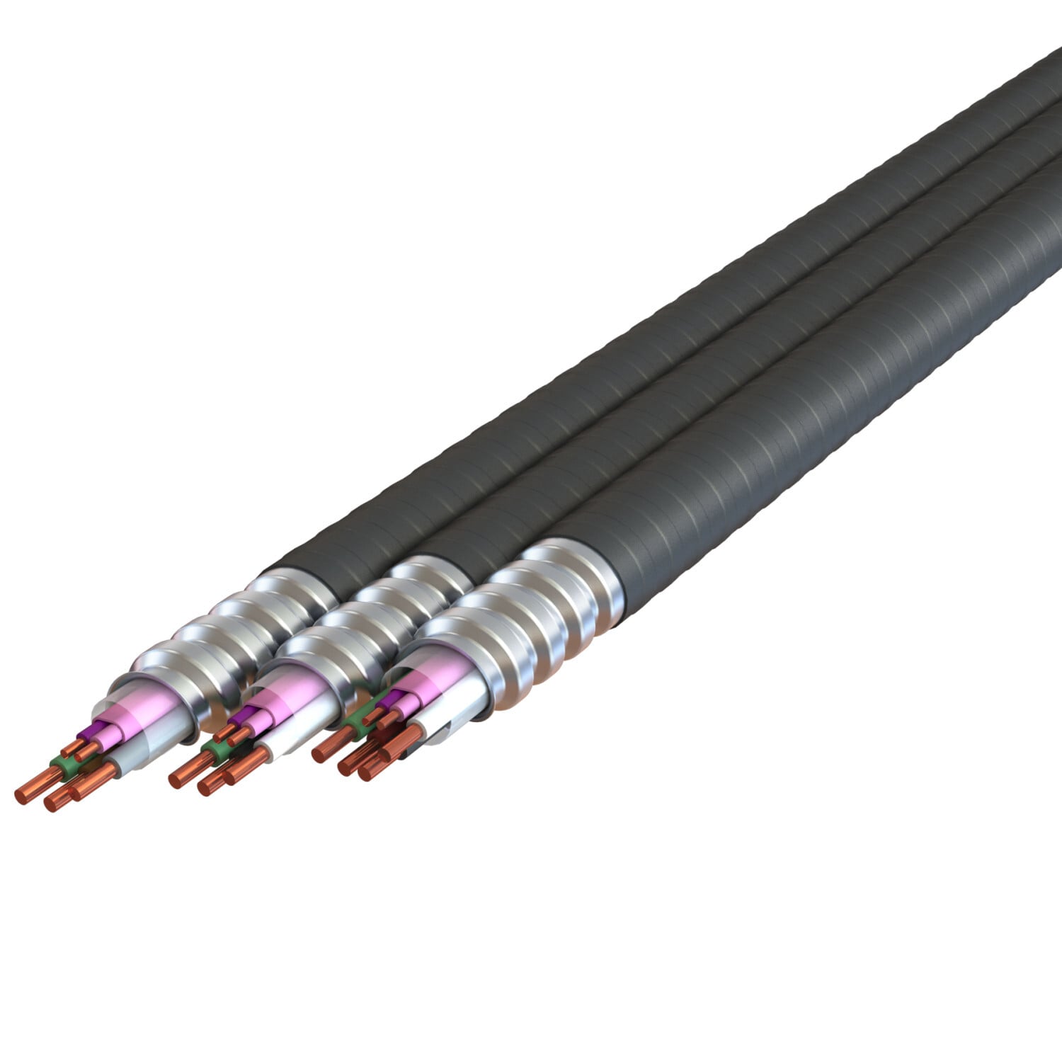 LJ04-60-L00 Type MC-PCS Armor Copper Conductor, Reel Packaging, 600 V, Solid Copper Conductor, 1000 ft L