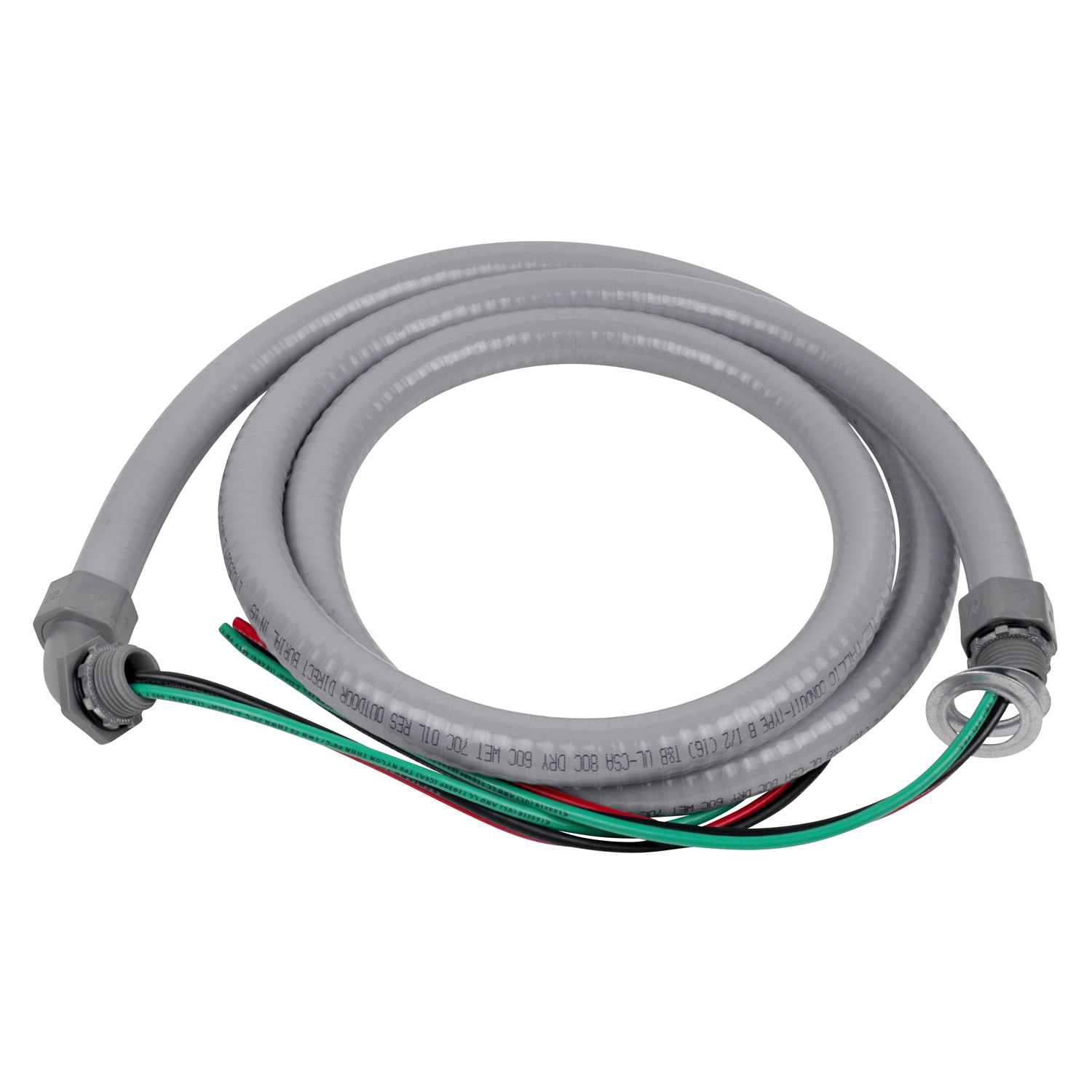 LTWHIP-34-6-8 Steel City Non-Metallic Liquid Tight Whip Assembly, 3/4 in Trade, 6 ft L, PVC