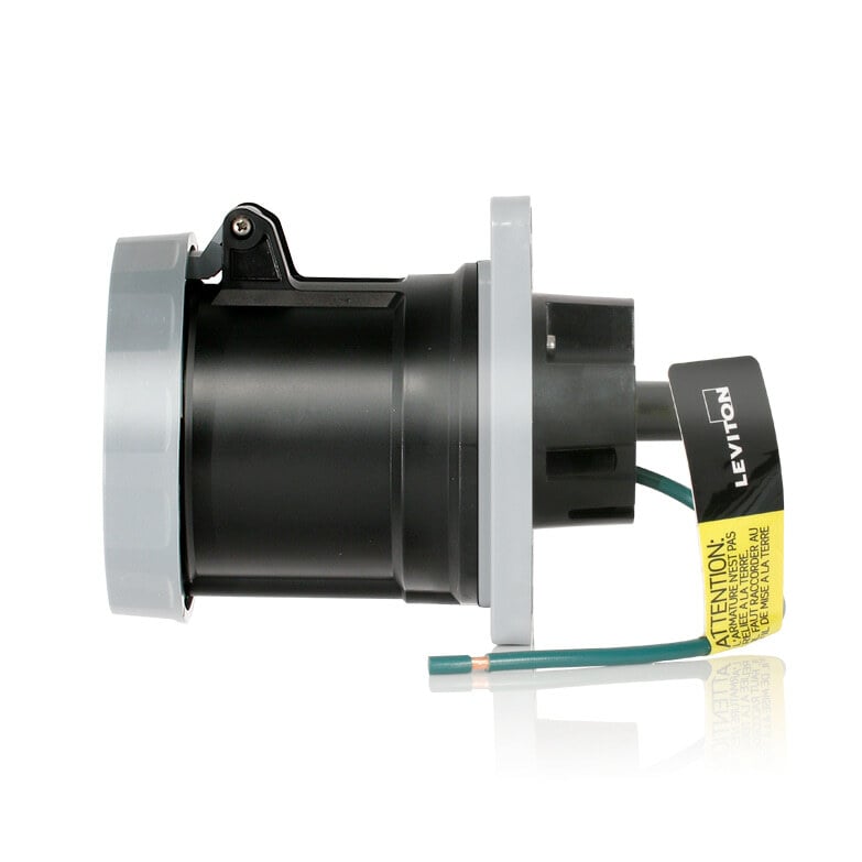 560R5WLEV LEV Series 3-Phase Dustight North American Rated Watertight Pin and Sleeve Receptacle, 347/600Y V AC, 60 A, 4 Poles, 5 Wires, Black