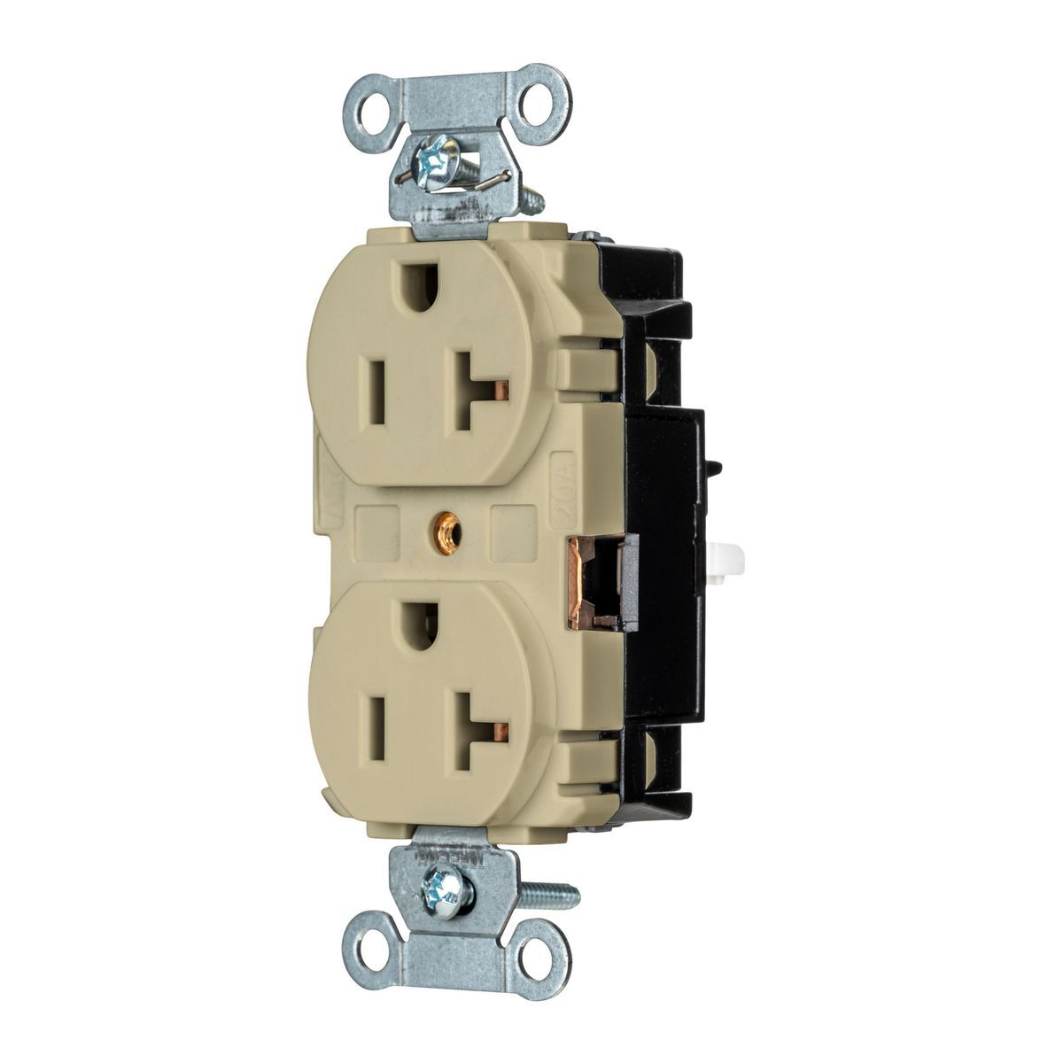 BR20STI EdgeConnect Straight Blade Receptacle, 125 V, 20 A, 2 Poles, 3 Wires, Ivory