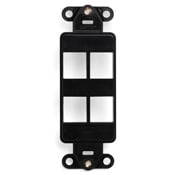 41644-E Decora QuickPort Multimedia Insert, 4 Ports, Fastened Mount, Black