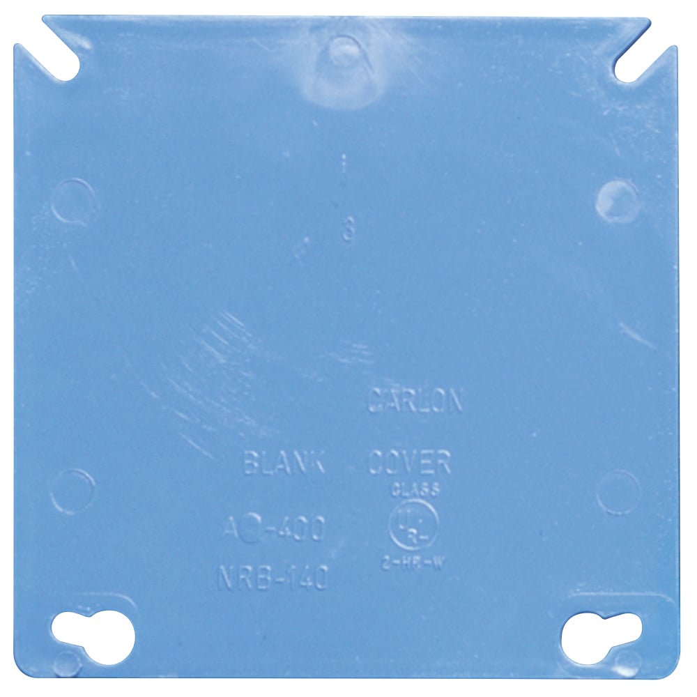 A400 Carlon Non-Metallic Outlet Box Cover, 4 in L x 4 in W x 0.1 in D, Blank Cover