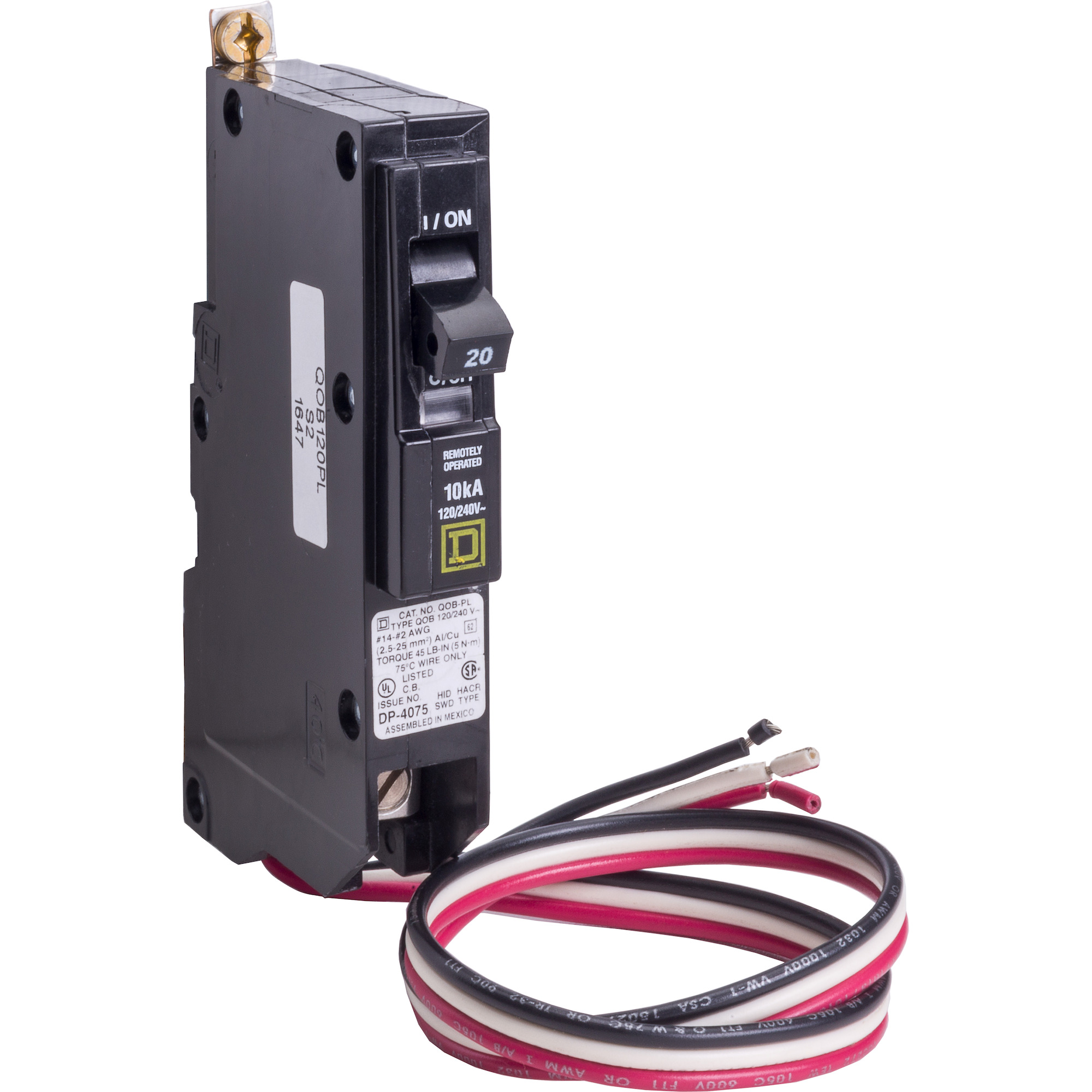 QOB120PL Miniature Circuit Breaker, 20 Amp, 1 Pole, 120/240V