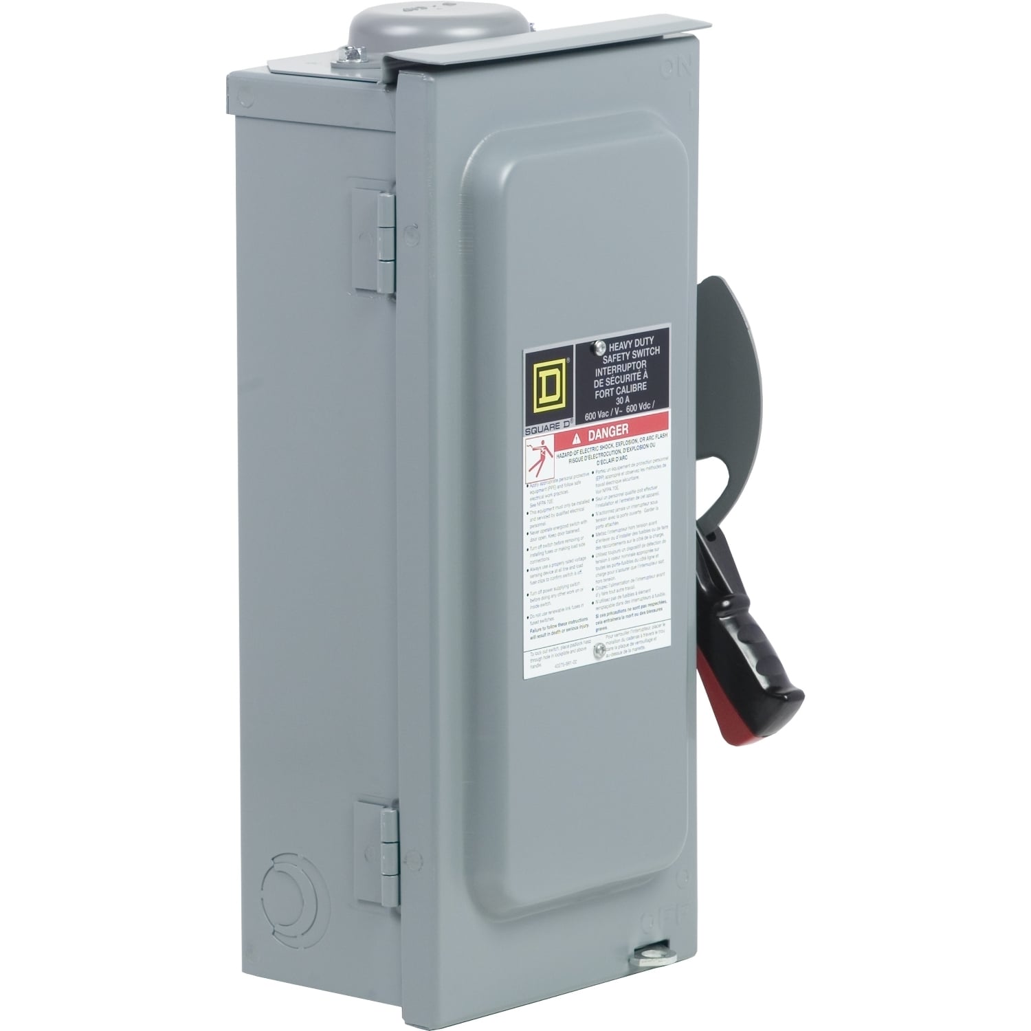 CH361RB Fusible Heavy Duty Single Throw Disconnect Switch, 600 VAC/VDC, 30 A, 7-1/2 hp, 15 hp, 20 hp, 3PST Contact, 3 Poles