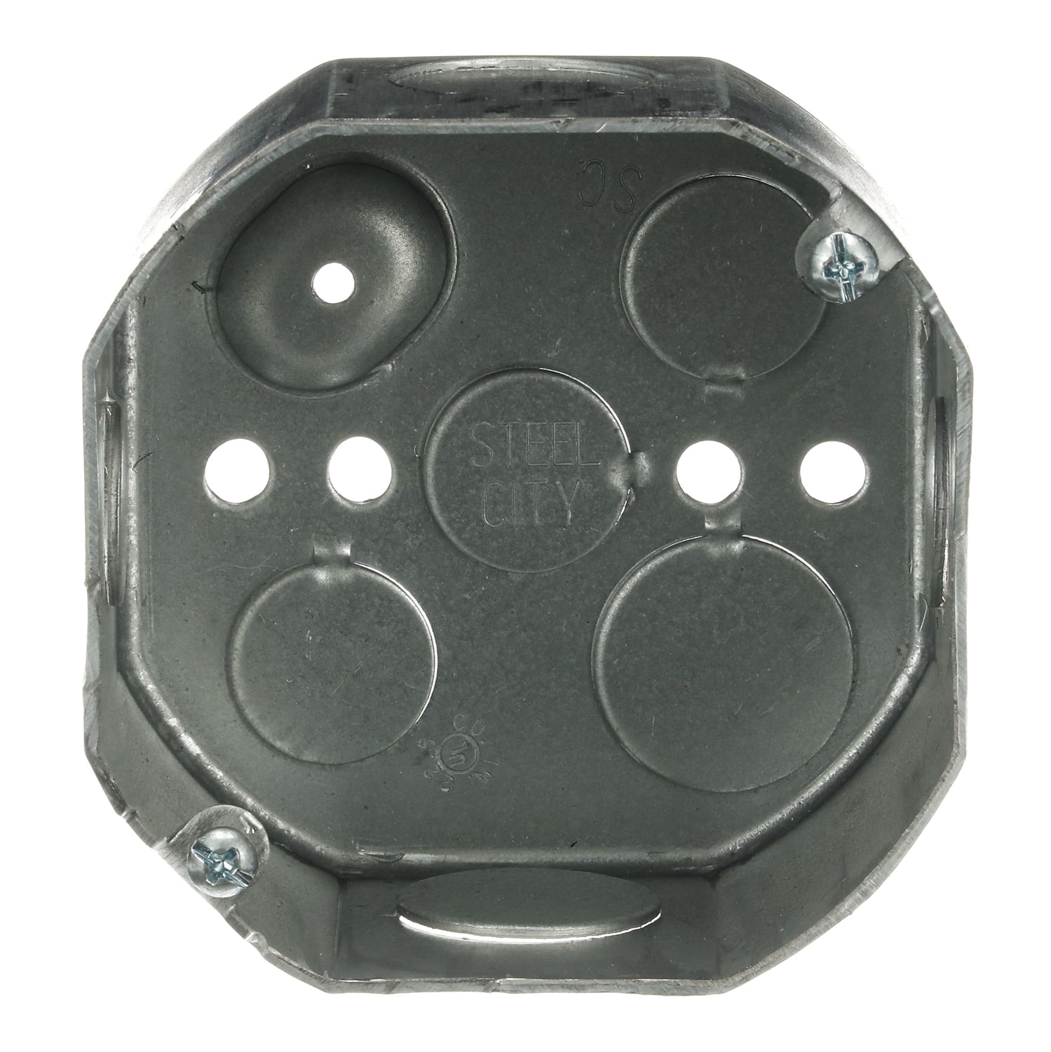 54171-1/2-3/4 Steel City Drawn Style Box, Steel, 22.5 cu-in Capacity, 1 Outlets, 2 Knockouts, 2-1/8 in D