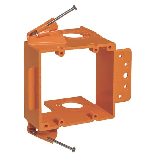 SC200AR Carlon Low Voltage Backless Bracket, For Use With Electrical Box, 2-Gang, Plastic, Orange