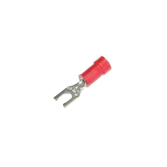 RA2217 Sta-Kon RA Series Insulated Fork Terminal, 22 to 16 AWG Conductor, 0.97 in L, Brazed Seam/Serrated Barrel, Copper, Red