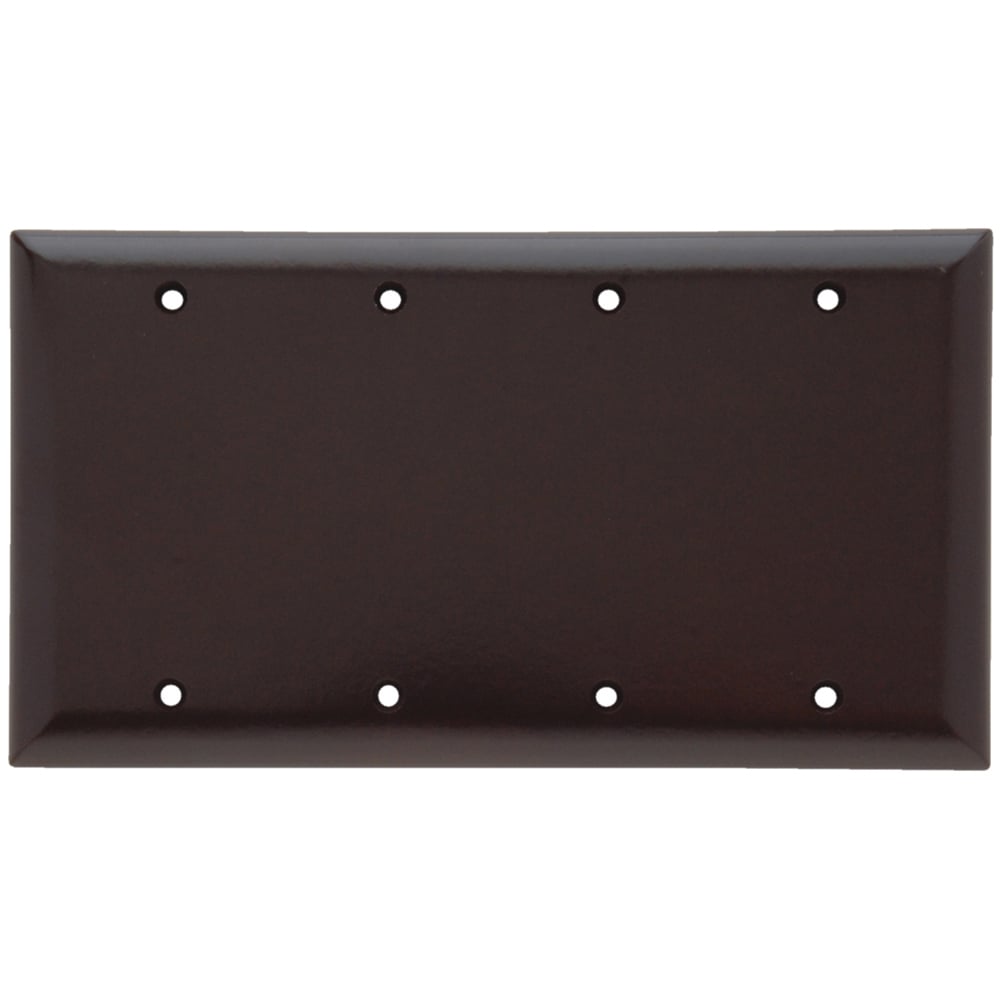 SP43 4-Gang Thermoset Wall Plate, Blank, Box Mounted, Brown