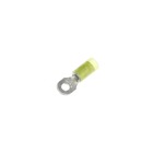 Nylon Insulated Ring Terminal, Length 1.00 Inches, Width .37 Inches, Maximum Insulation .210, Bolt Hole #8, Wire Range #12-#10 AWG, Color Yellow, Copper, Tin Plated